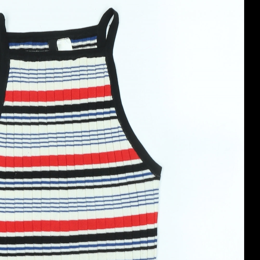 Divided Womens Multicoloured Square Neck Striped Polyimide Vest Jumper Size XS