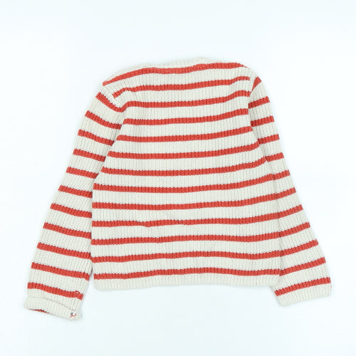Marks and Spencer Boys Ivory Crew Neck Cotton Pullover Jumper Size 2-3 Years - Dog Logo