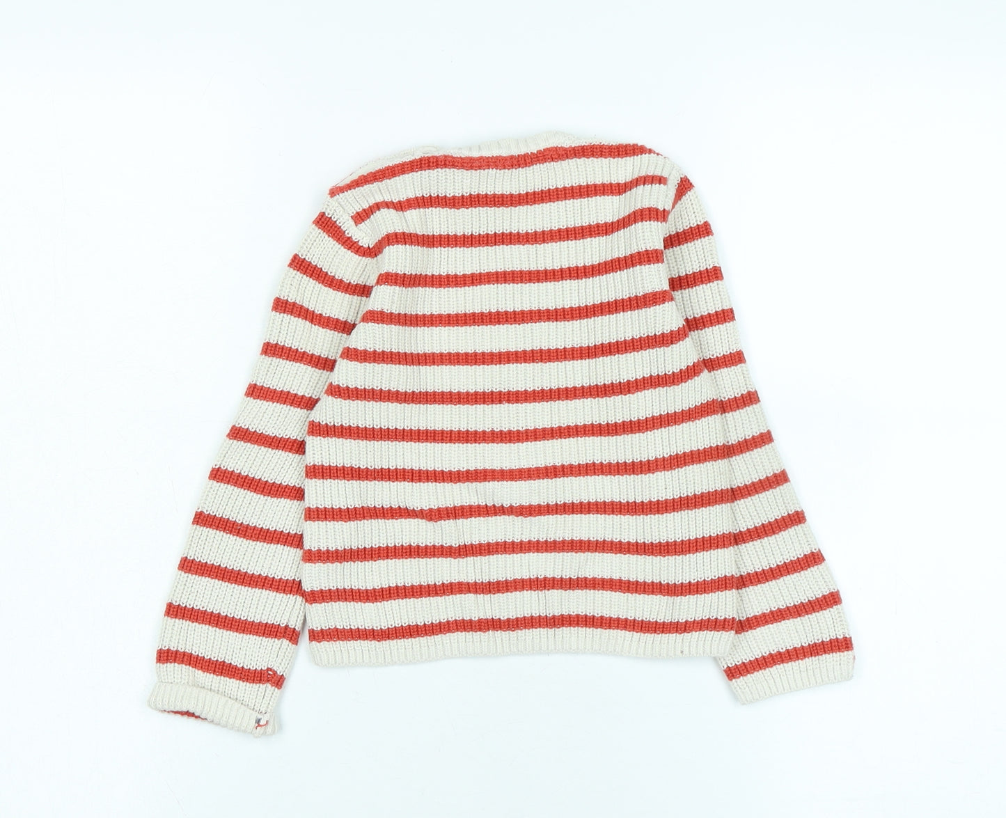 Marks and Spencer Boys Ivory Crew Neck Cotton Pullover Jumper Size 2-3 Years - Dog Logo
