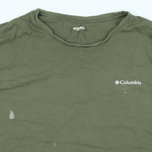 Columbia Mens Green Cotton T-Shirt Size XL Crew Neck - Logo - Columbia