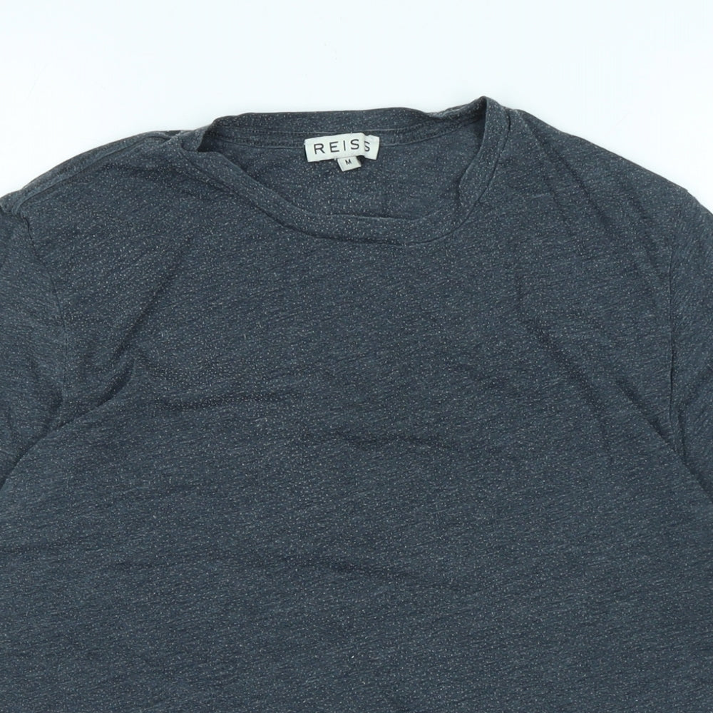 Reiss Mens Grey Cotton T-Shirt Size M Crew Neck - Logo