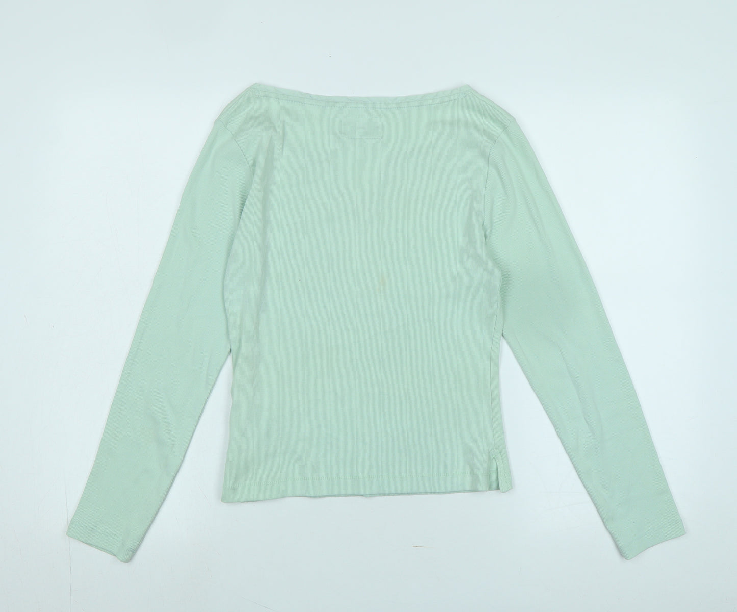 White Stuff Womens Green Solid Cotton Top Pyjama Top Size S