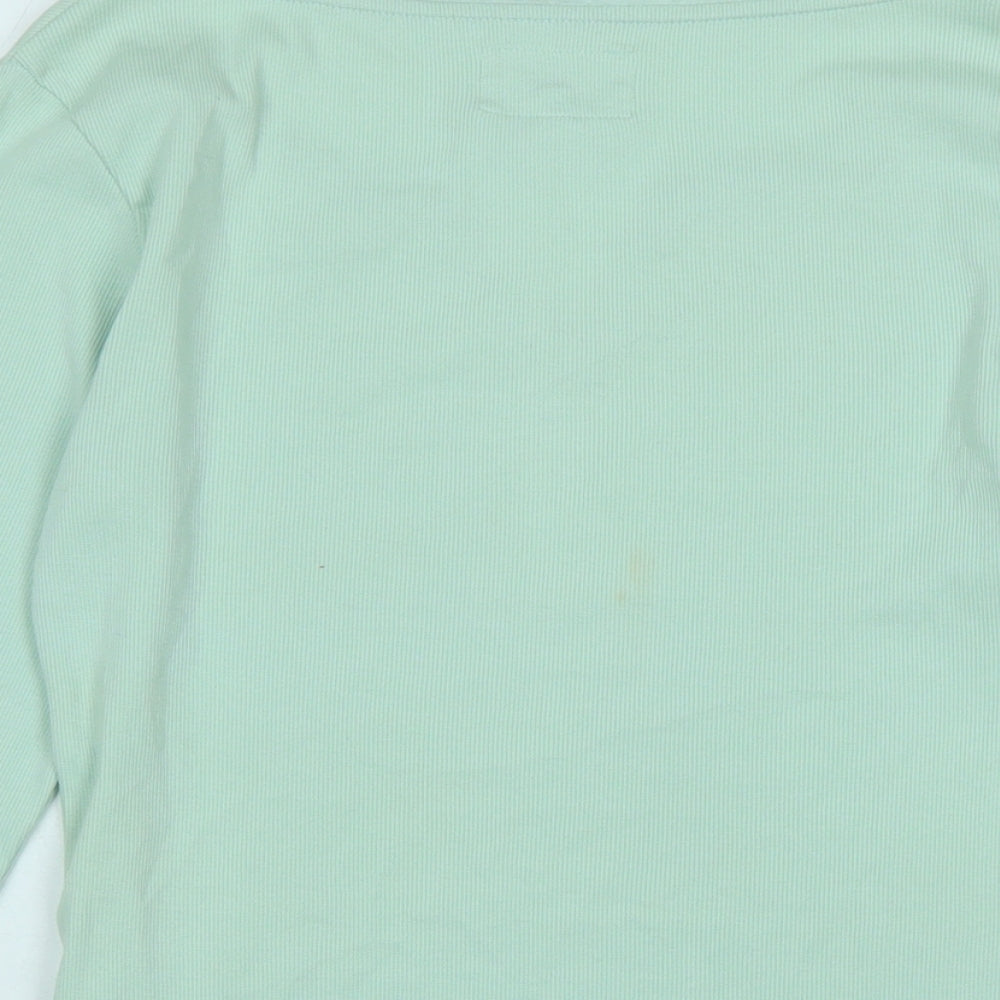 White Stuff Womens Green Solid Cotton Top Pyjama Top Size S