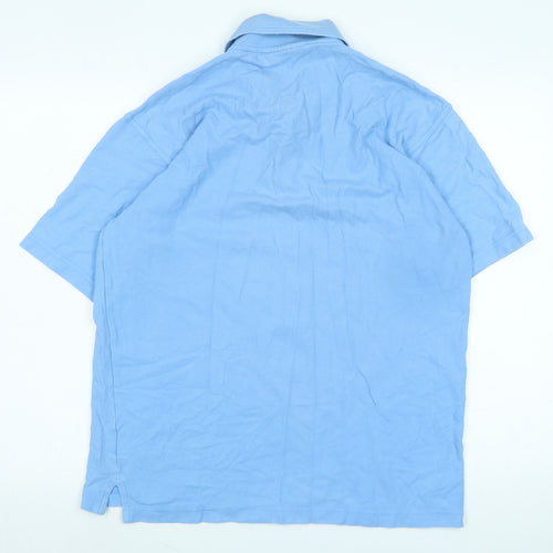 Greenwoods Mens Blue Cotton Polo Size M Collared - Logo