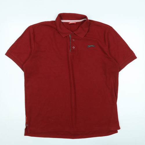 Slazenger Mens Red Cotton Polo Size XL Collared - Logo