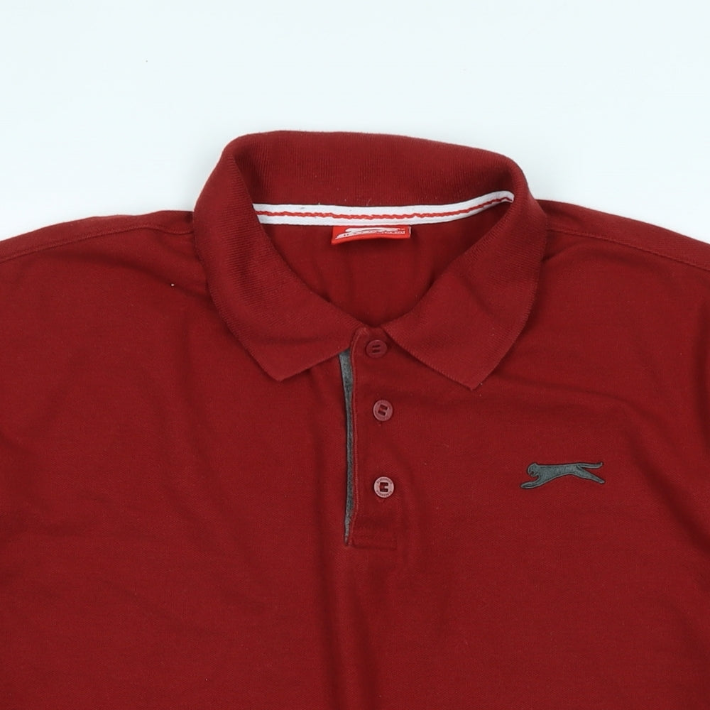 Slazenger Mens Red Cotton Polo Size XL Collared - Logo