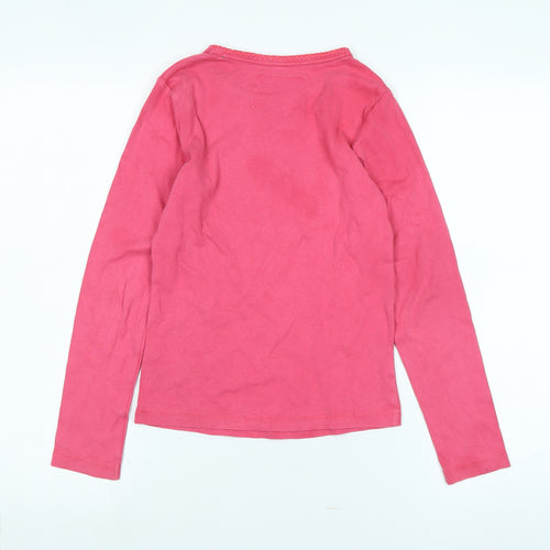 Mini Boden Girls Pink Cotton Jersey T-Shirt Size 11-12 Years Boat Neck - Logo