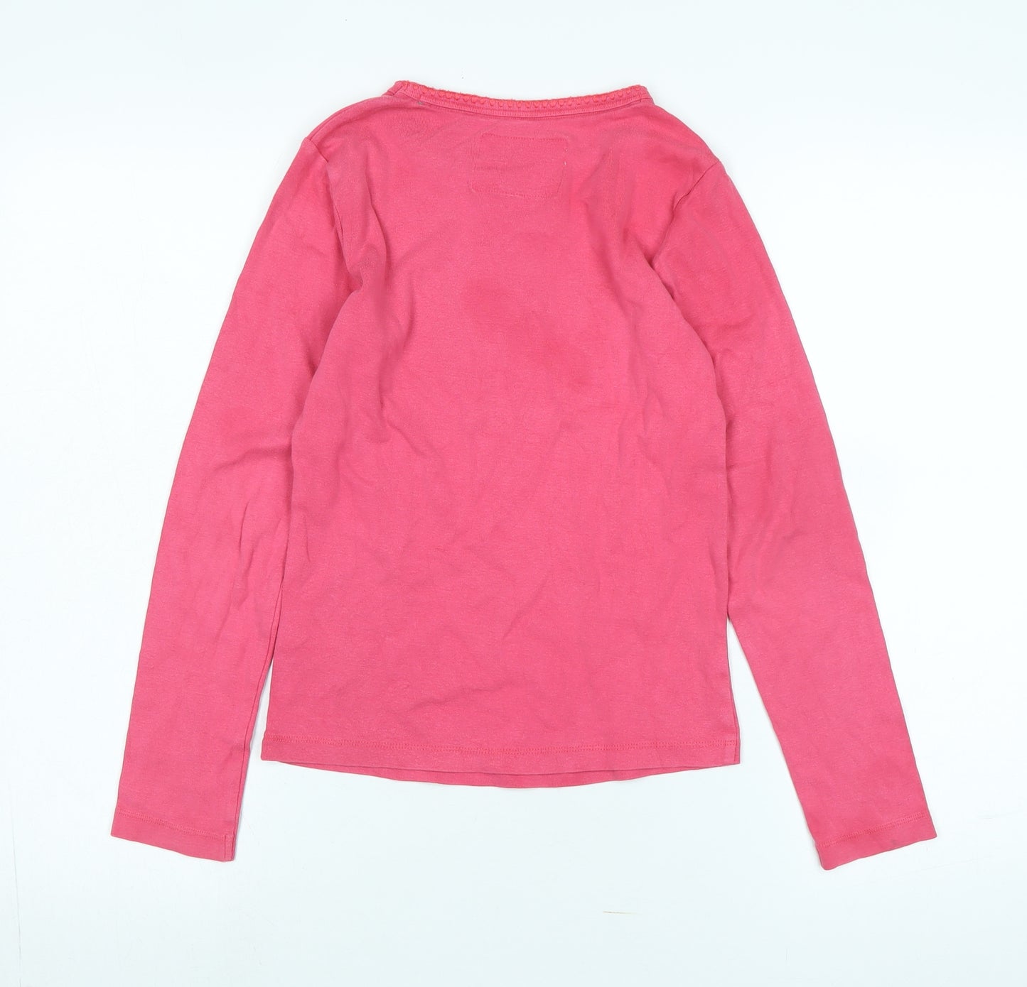 Mini Boden Girls Pink Cotton Jersey T-Shirt Size 11-12 Years Boat Neck - Logo