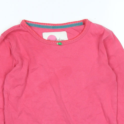 Mini Boden Girls Pink Cotton Jersey T-Shirt Size 11-12 Years Boat Neck - Logo
