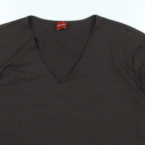 Olsen Womens Brown Viscose Basic T-Shirt Size 18 V-Neck - Logo