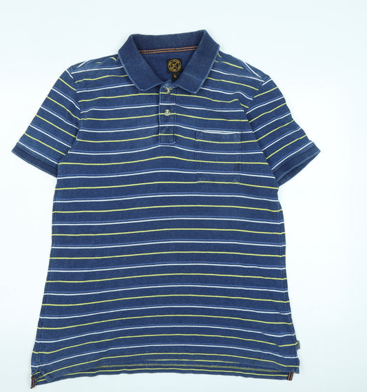 Fat Face Mens Blue Cotton Polo Size L Collared - Logo