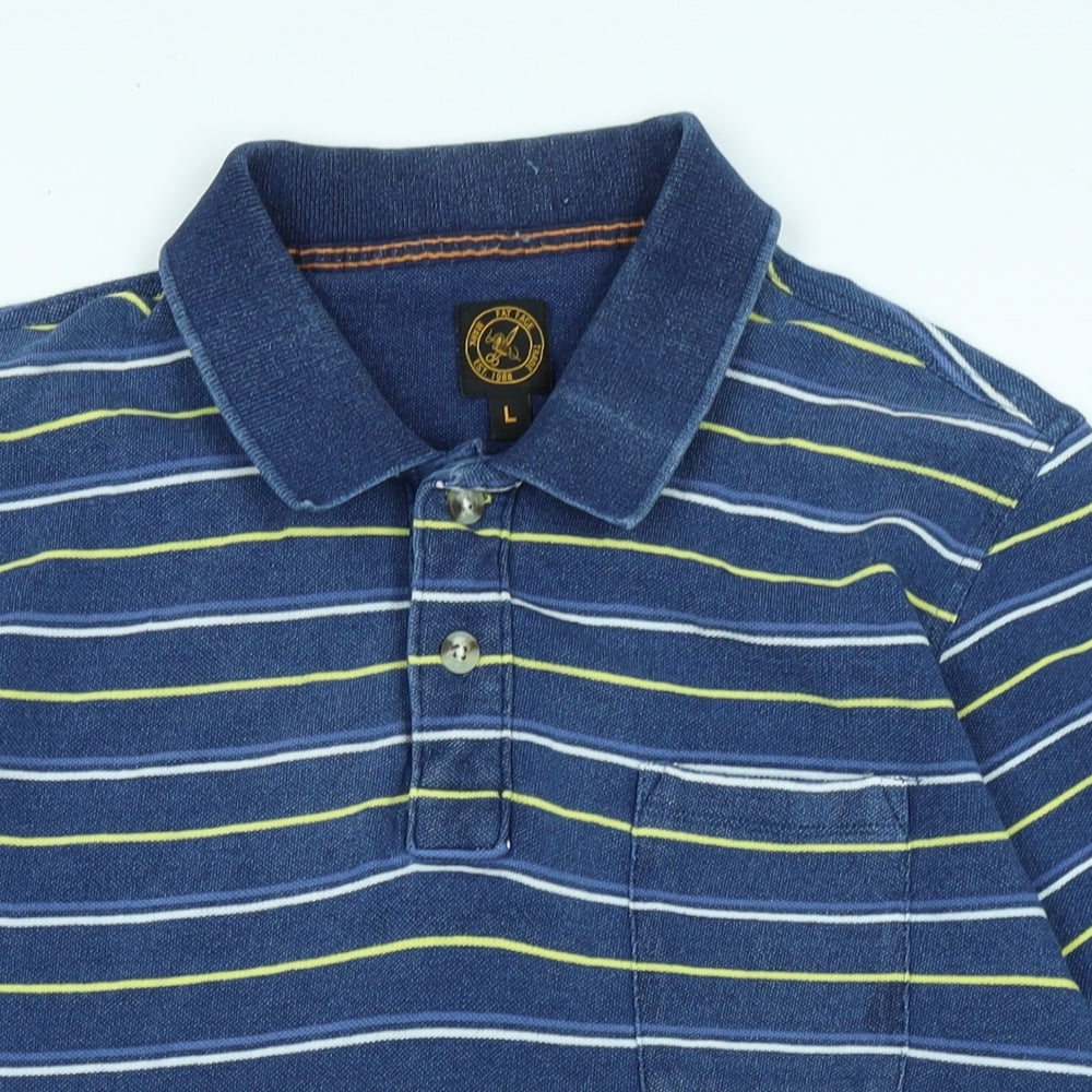 Fat Face Mens Blue Cotton Polo Size L Collared - Logo