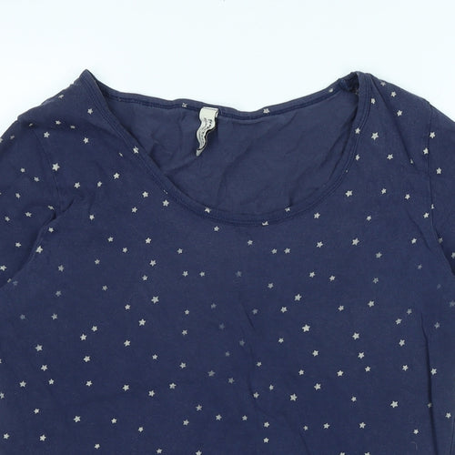 People Tree Womens Blue Solid Cotton Top Pyjama Top Size 14