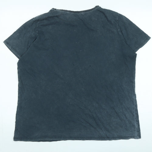 Disney Womens Grey Cotton Basic T-Shirt Size 2XL Crew Neck - Logo - Walt Disney Micky