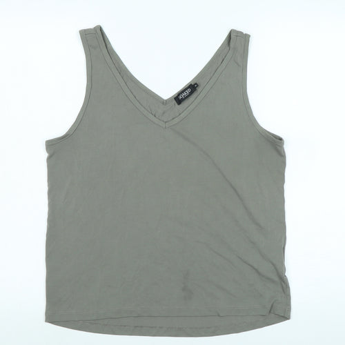 soaked Womens Grey Modal Basic Tank Size XL V-Neck - Logo