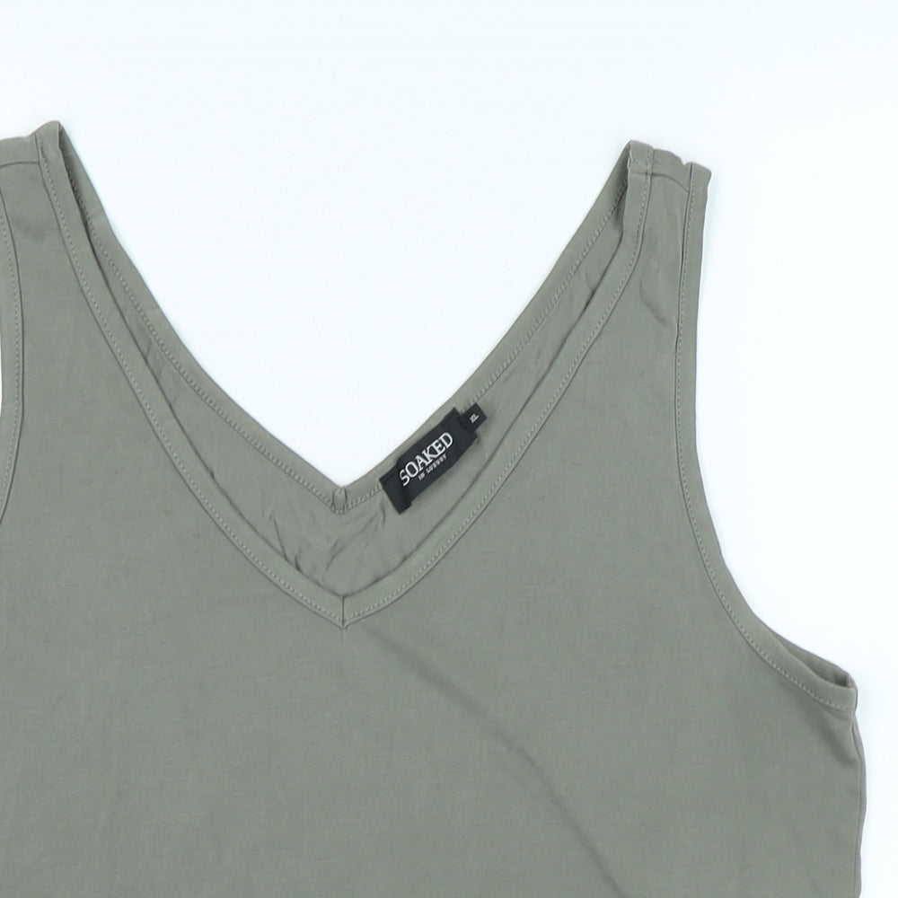 soaked Womens Grey Modal Basic Tank Size XL V-Neck - Logo