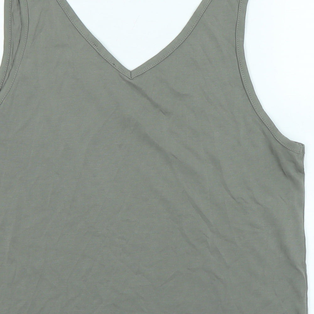 soaked Womens Grey Modal Basic Tank Size XL V-Neck - Logo