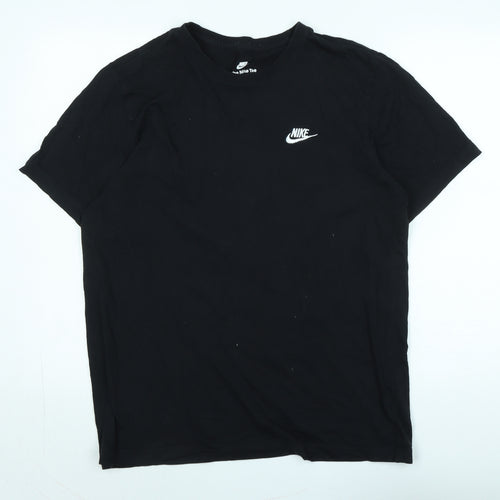 Nike Mens Black Cotton T-Shirt Size L Crew Neck - Logo