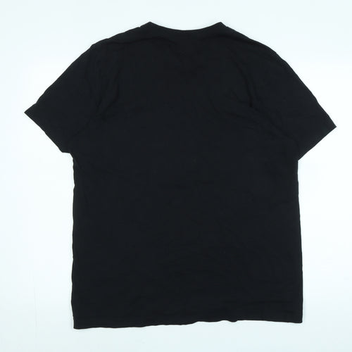 Nike Mens Black Cotton T-Shirt Size L Crew Neck - Logo