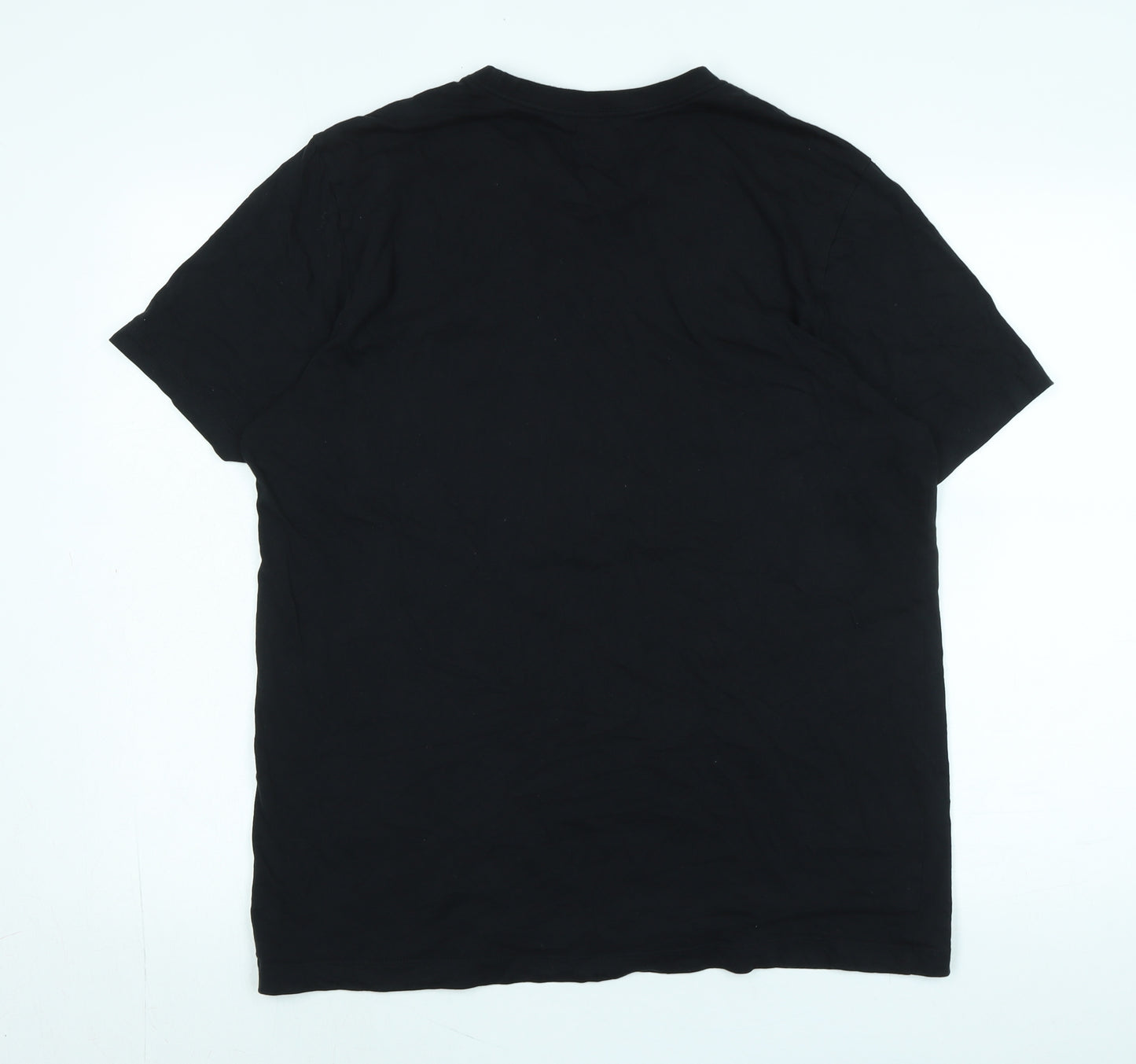 Nike Mens Black Cotton T-Shirt Size L Crew Neck - Logo