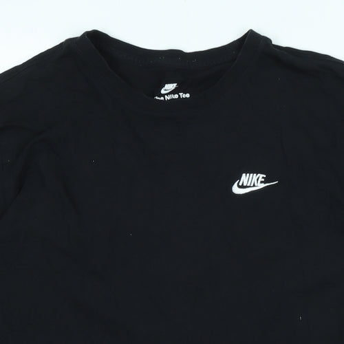 Nike Mens Black Cotton T-Shirt Size L Crew Neck - Logo
