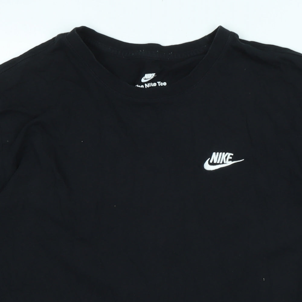 Nike Mens Black Cotton T-Shirt Size L Crew Neck - Logo