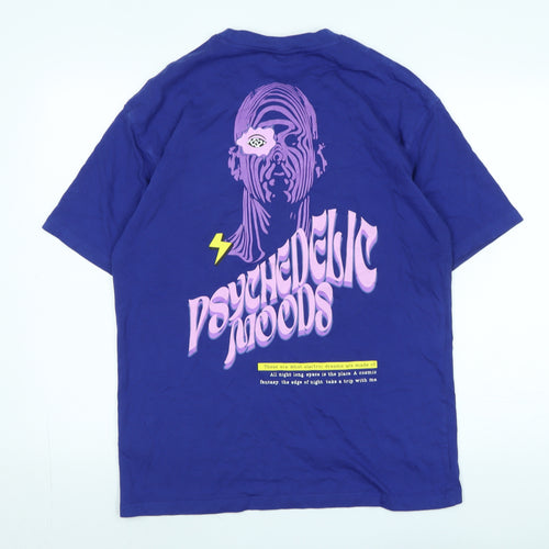 Bonkers Mens Purple Cotton T-Shirt Size S Crew Neck - Logo - Psychedelic Moods