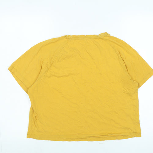 wonder love Womens Yellow Cotton Basic T-Shirt Size S Crew Neck - Logo- CHILL