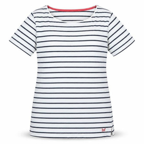 Crew Clothing Womens White Cotton Basic T-Shirt Size 8 Boat Neck - Logo