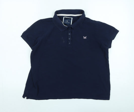 Crew Clothing Womens Blue Cotton Basic Polo Size 14 Collared - Logo