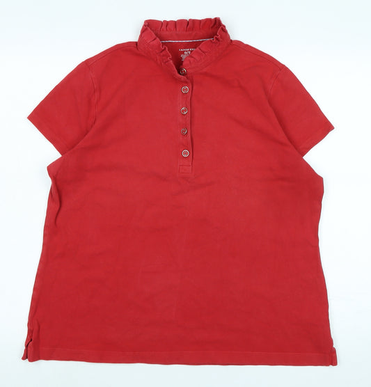 Lands' End Womens Red Cotton Basic Polo Size XL Collared