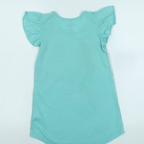 Disney Girls Green Solid Polyester Capri Nightshirt Size 6 Years - Logo- Disney Princess