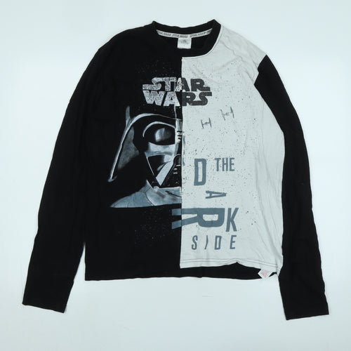 Disney Mens Black Cotton T-Shirt Size S Crew Neck - Logo