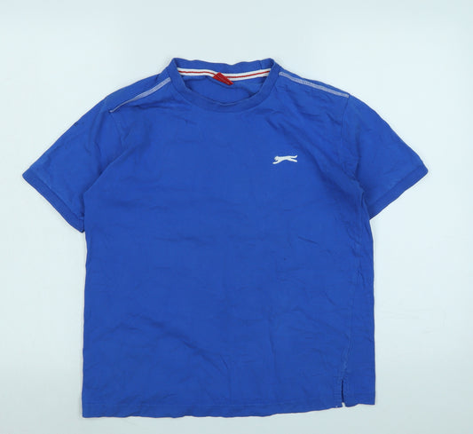 Slazenger Boys Blue Cotton Basic T-Shirt Size 11-12 Years Crew Neck - Logo