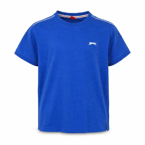 Slazenger Boys Blue Cotton Basic T-Shirt Size 11-12 Years Crew Neck - Logo