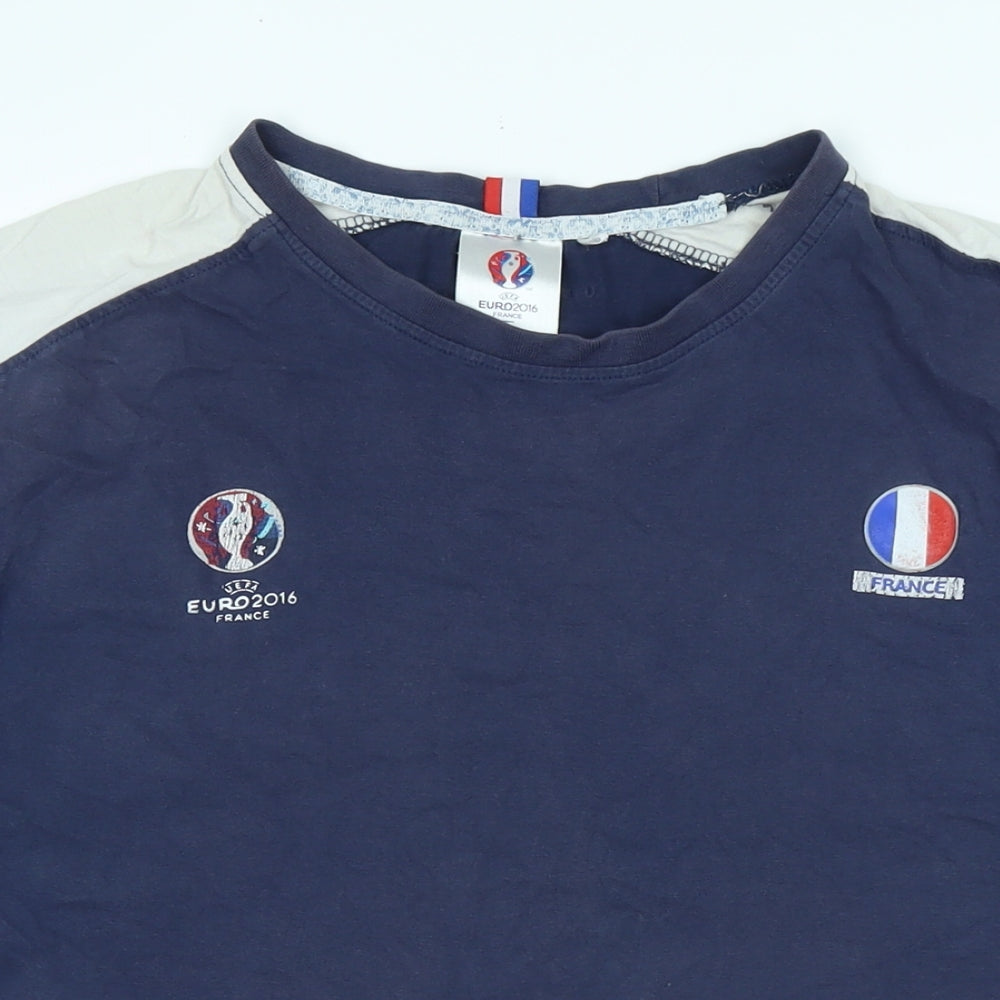 Euro 2016 Mens Blue Cotton T-Shirt Size XL Crew Neck - UEFA France