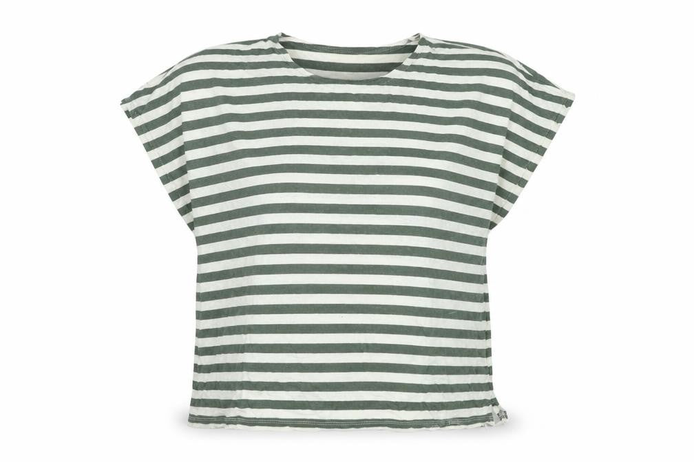 Soyaconcept Womens Green Cotton Basic T-Shirt Size L Boat Neck - Logo