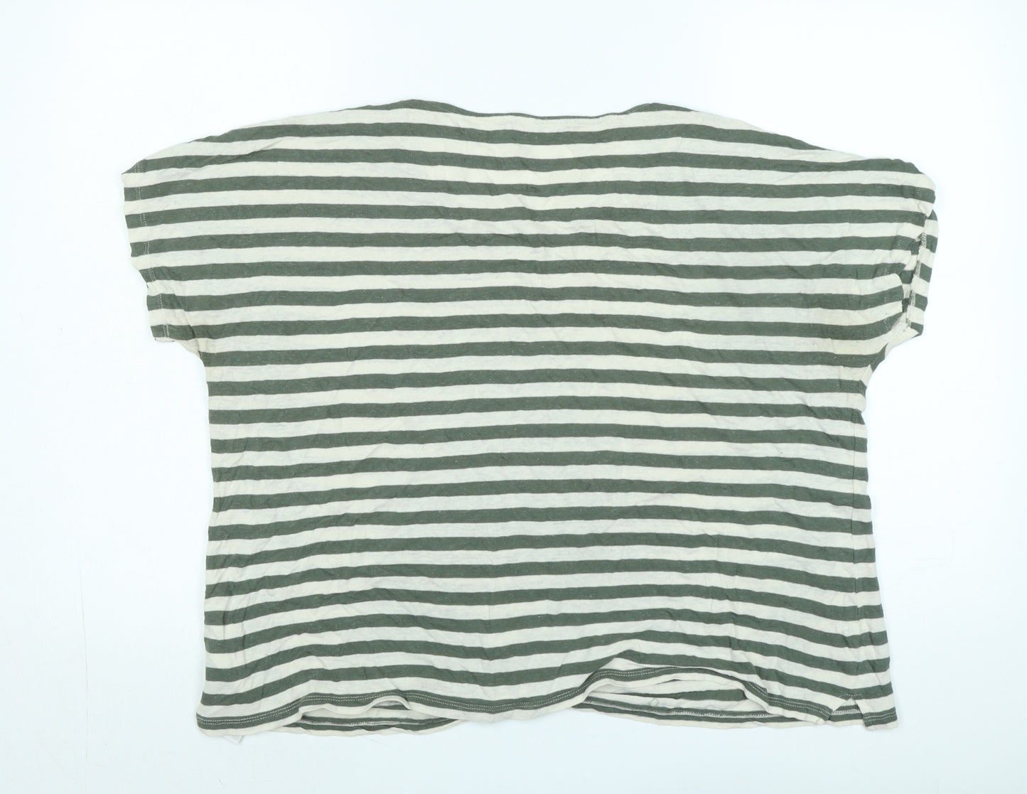 Soyaconcept Womens Green Cotton Basic T-Shirt Size L Boat Neck - Logo