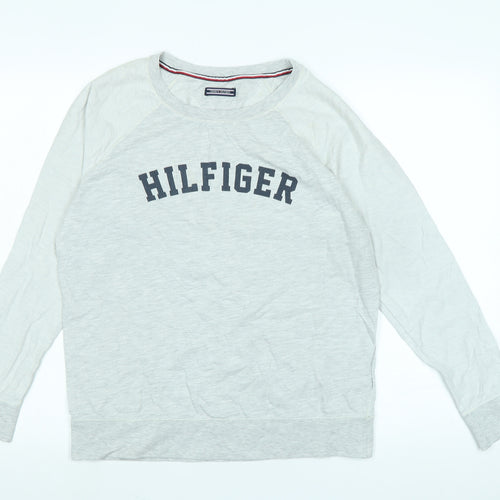 Tommy Hilfiger Womens Grey Cotton Jersey T-Shirt Size S Crew Neck - Logo