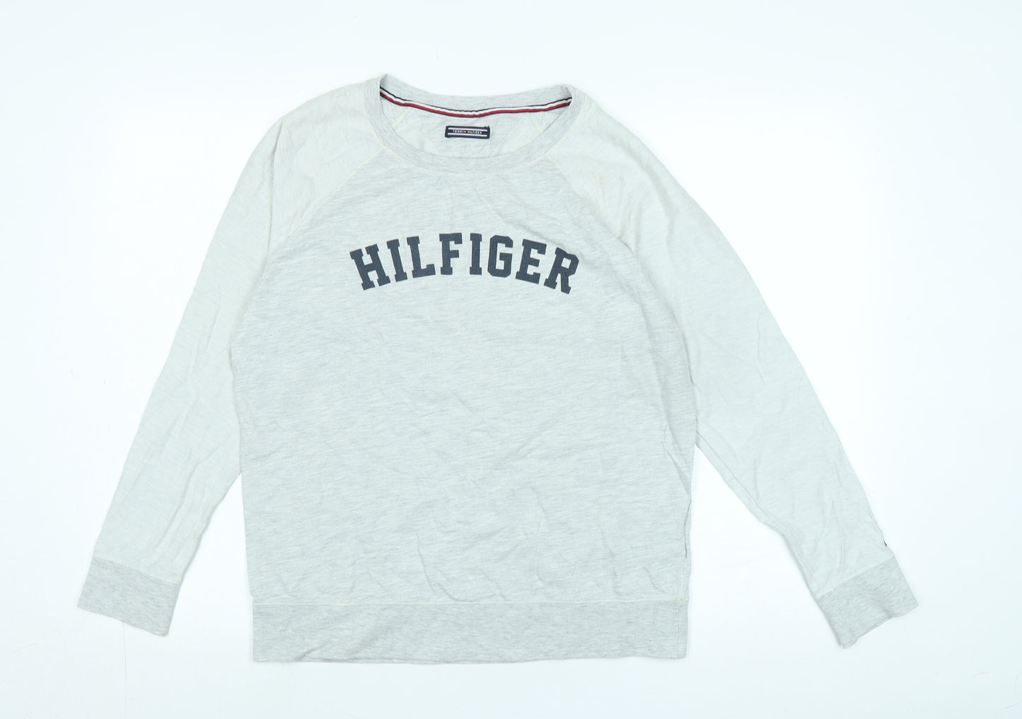 Tommy Hilfiger Womens Grey Cotton Jersey T-Shirt Size S Crew Neck - Logo