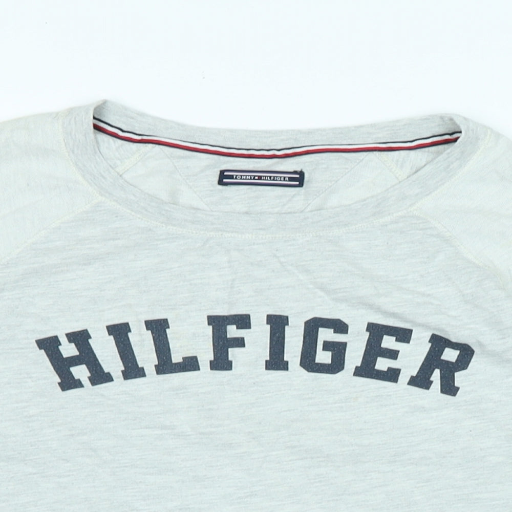 Tommy Hilfiger Womens Grey Cotton Jersey T-Shirt Size S Crew Neck - Logo