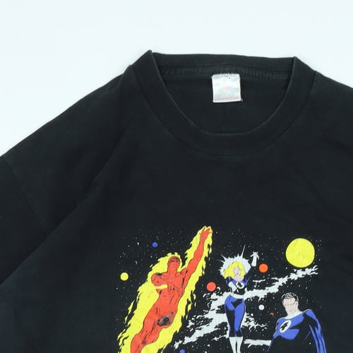 Marvel Mens Black Cotton T-Shirt Size 2XL Crew Neck - Logo - Marvel Comics