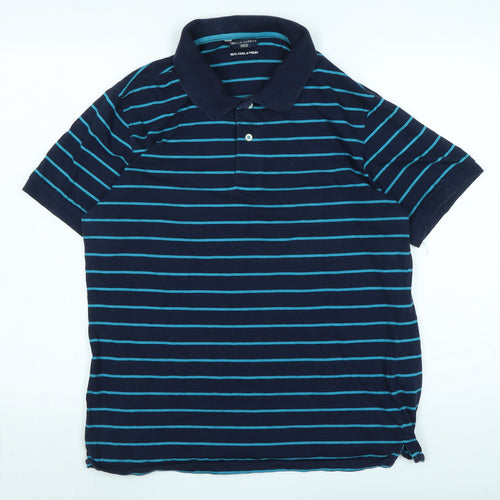 Blue Harbour Mens Blue Cotton Polo Size M Collared - Logo