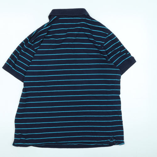 Blue Harbour Mens Blue Cotton Polo Size M Collared - Logo