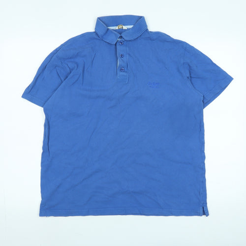 Cotton Traders Mens Blue Cotton Polo Size M Collared - Logo