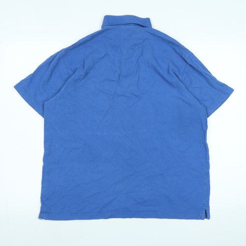 Cotton Traders Mens Blue Cotton Polo Size M Collared - Logo