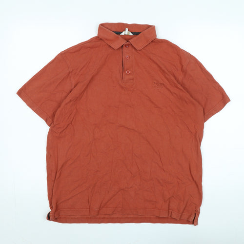Cotton Traders Mens Brown Cotton Polo Size M Collared Button - Logo