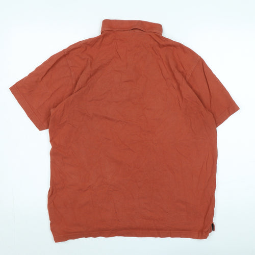 Cotton Traders Mens Brown Cotton Polo Size M Collared Button - Logo