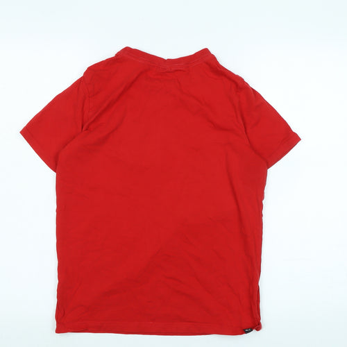 PUMA Boys Red Cotton Basic T-Shirt Size 13-14 Years Crew Neck - Logo