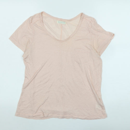 Whistles Womens Pink Cotton Basic T-Shirt Size M V-Neck - Logo
